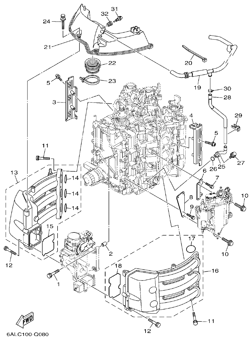 Yamaha F250HET, FL250HET INTAKE 1 parts diagram